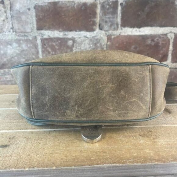 Ariat Western Teal Blue & Brown Leather Shoulder Bag Purse With Buckle Flap Clos - Picture 5 of 9